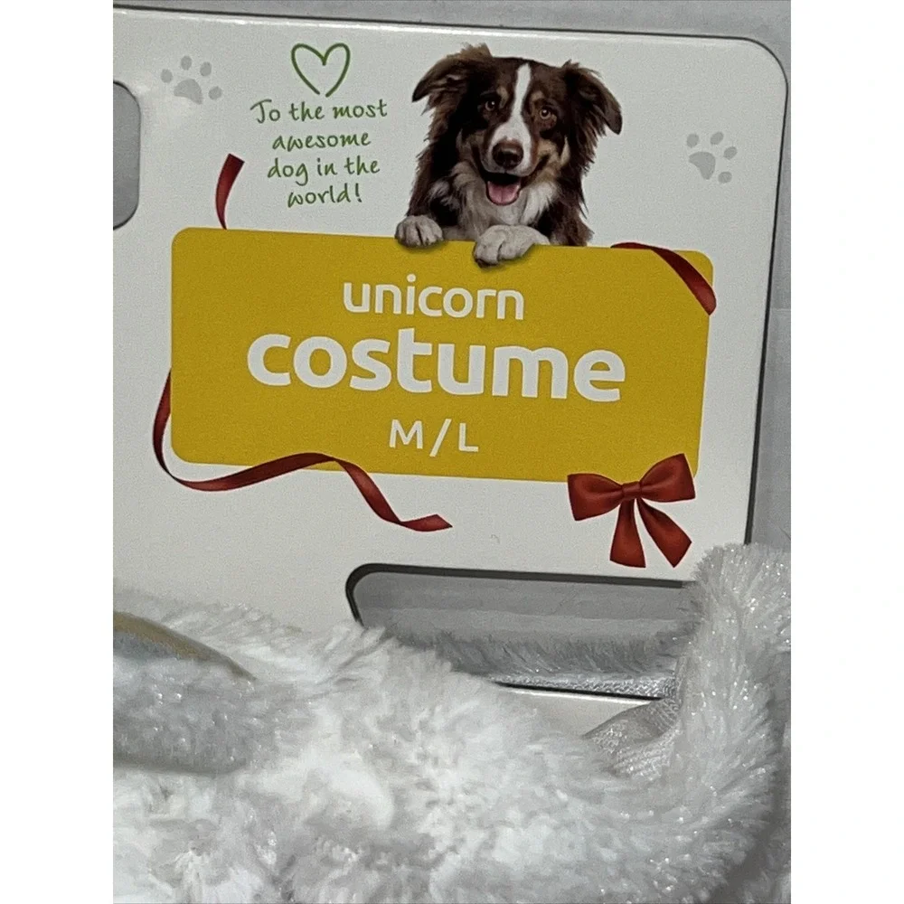 Pet Shoppe Unicorn Dog Costume White Pink Wings Rainbow Mane ML WIC 646220